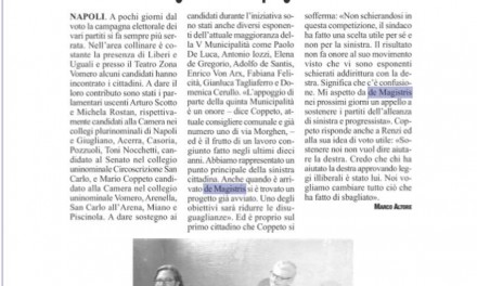 Coppeto: “De Magistris partecipi, sostenga la sinistra progressista”