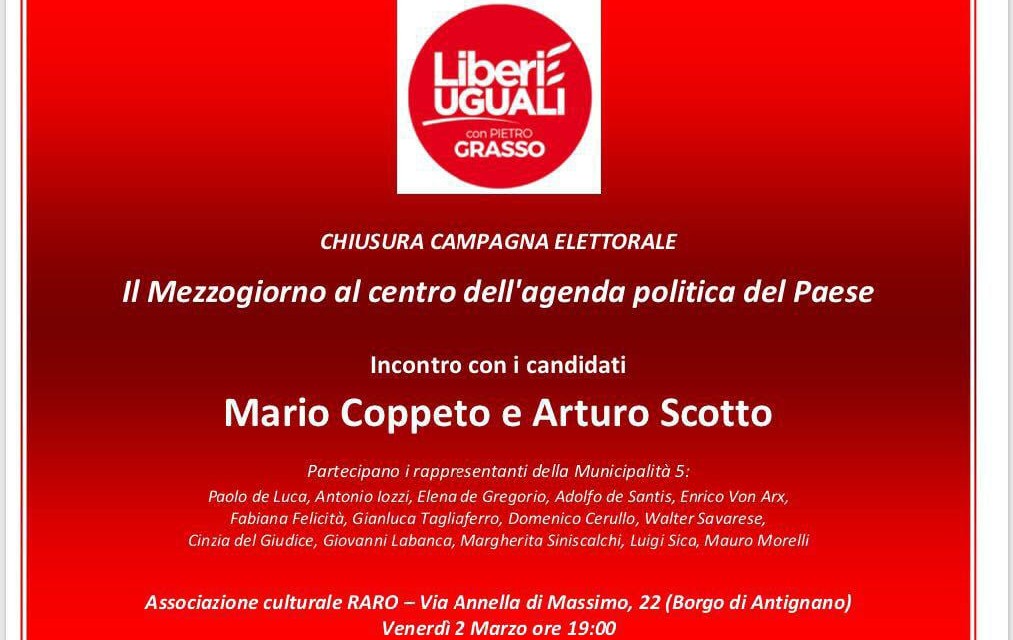 Il Mezzogiorno al centro dell’agenda politica del paese – Chiusura Campagna Elettorale