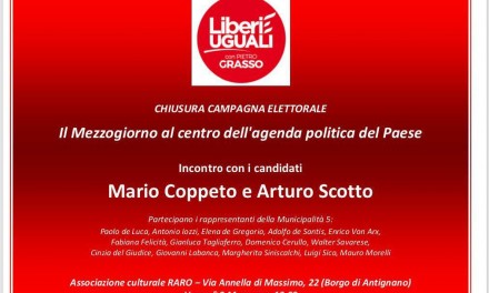 Il Mezzogiorno al centro dell’agenda politica del paese – Chiusura Campagna Elettorale