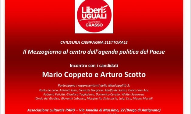 Il Mezzogiorno al centro dell’agenda politica del paese – Chiusura Campagna Elettorale