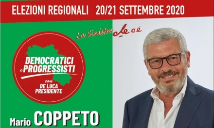 Il 20 e 21 Settembre 2020 – Elezioni Regionali – Mario Coppeto Democratici e Progressisti